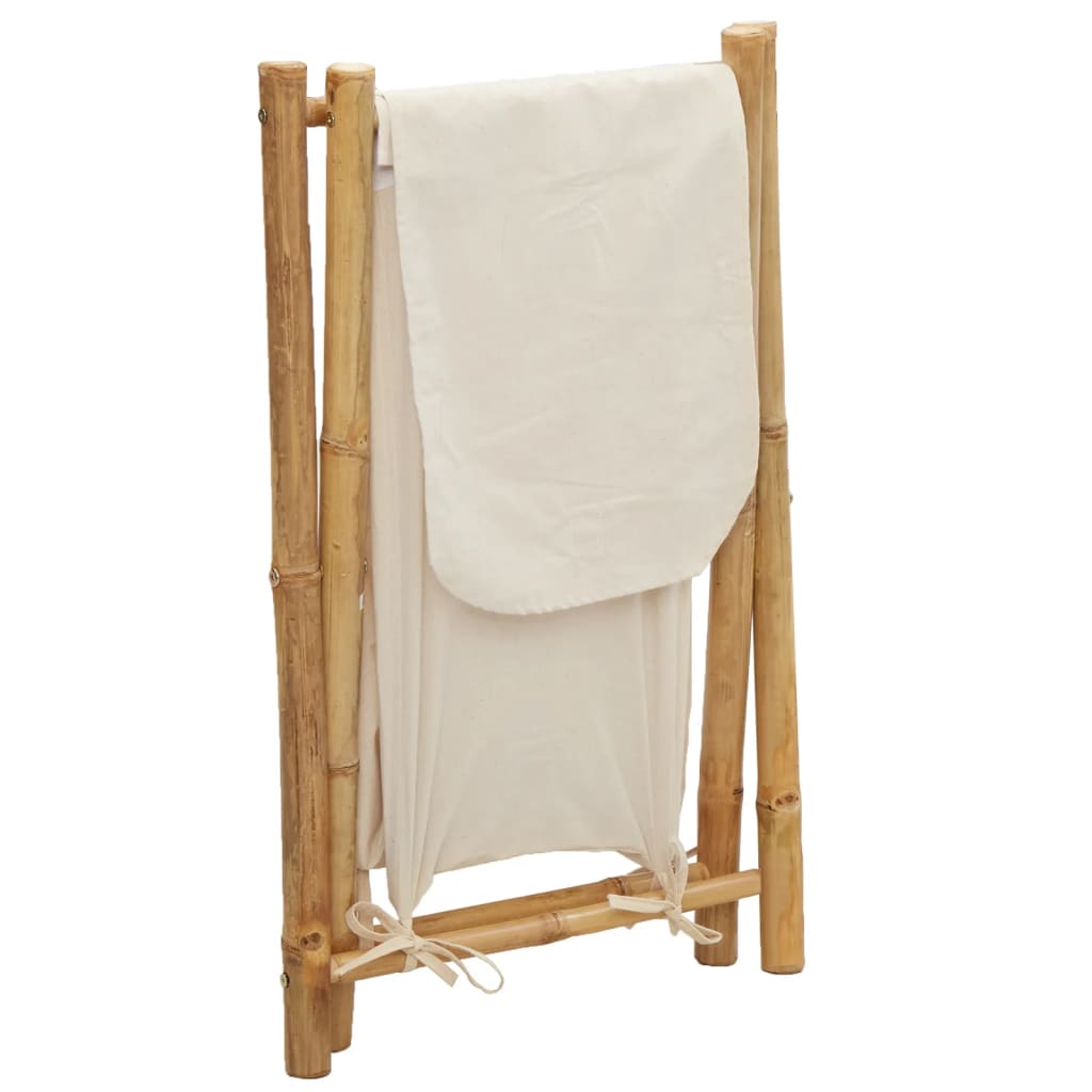 Vasketøjskurv 45x55x63,5 cm bambus cremehvid