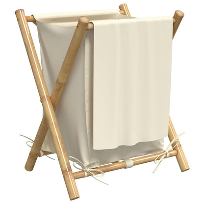 Vasketøjskurv 45x55x63,5 cm bambus cremehvid